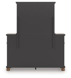 Rowlenstown California King Poster Bed with Mirrored Dresser and Nightstand