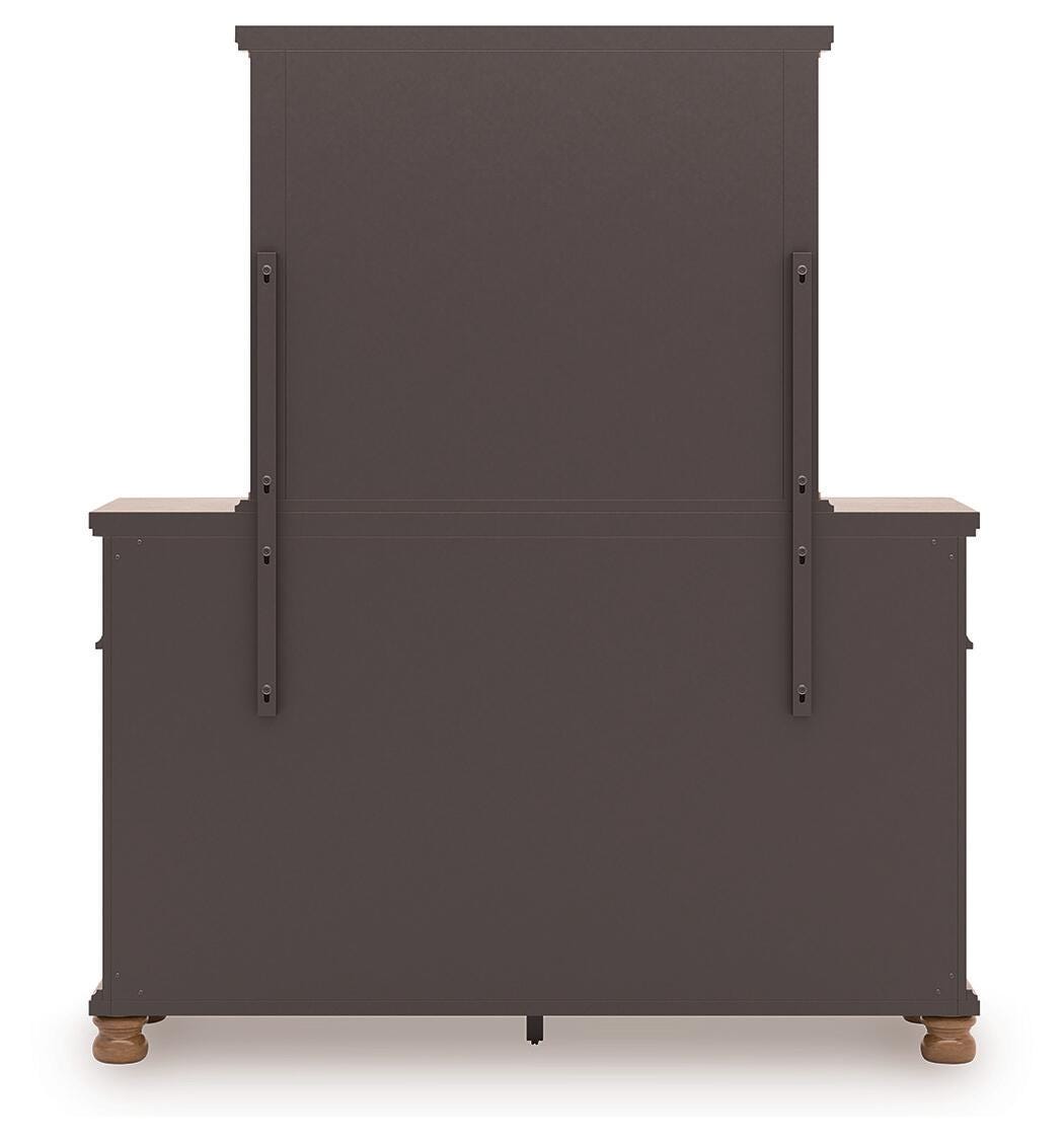 Rowlenstown Queen Poster Bed with Mirrored Dresser