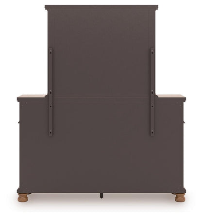 Rowlenstown Queen Poster Bed with Mirrored Dresser