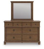 Rowlenstown California King Poster Bed with Mirrored Dresser and Nightstand
