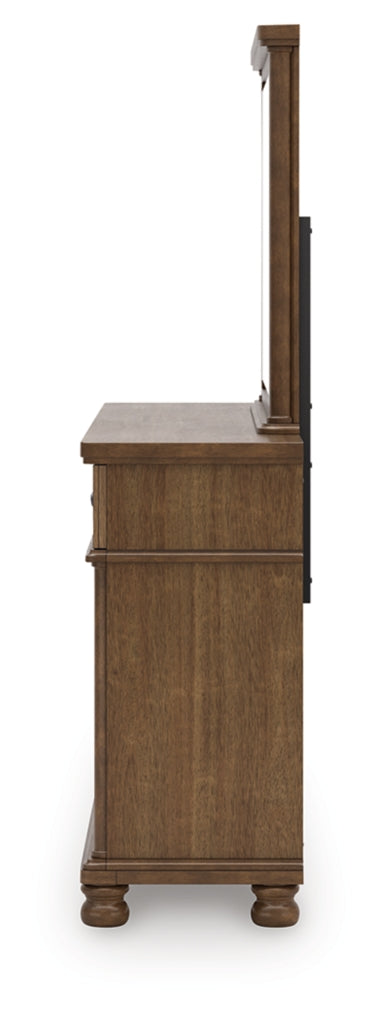 Rowlenstown Queen Poster Bed with Mirrored Dresser