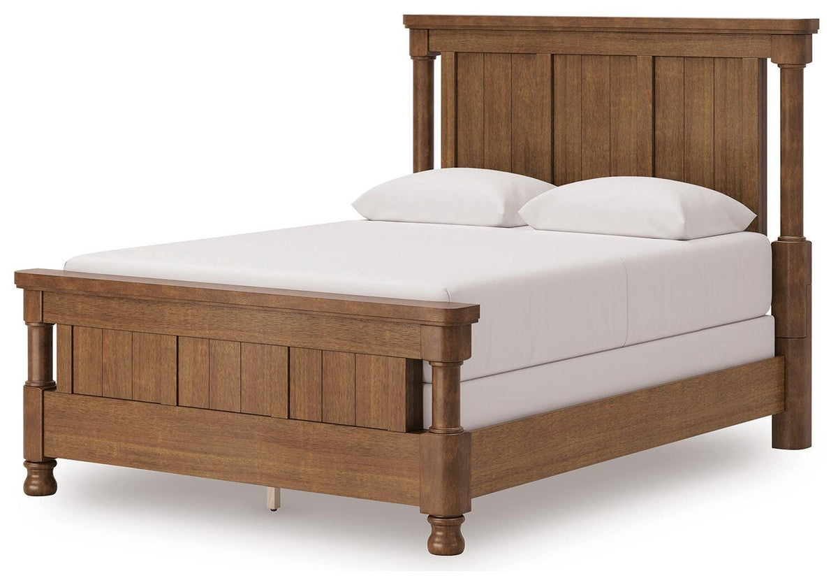 Rowlenstown Queen Poster Bed with Mirrored Dresser