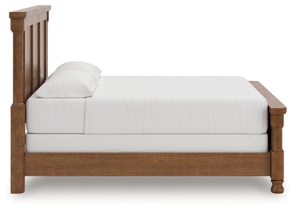 Rowlenstown California King Poster Bed with Mirrored Dresser and Nightstand