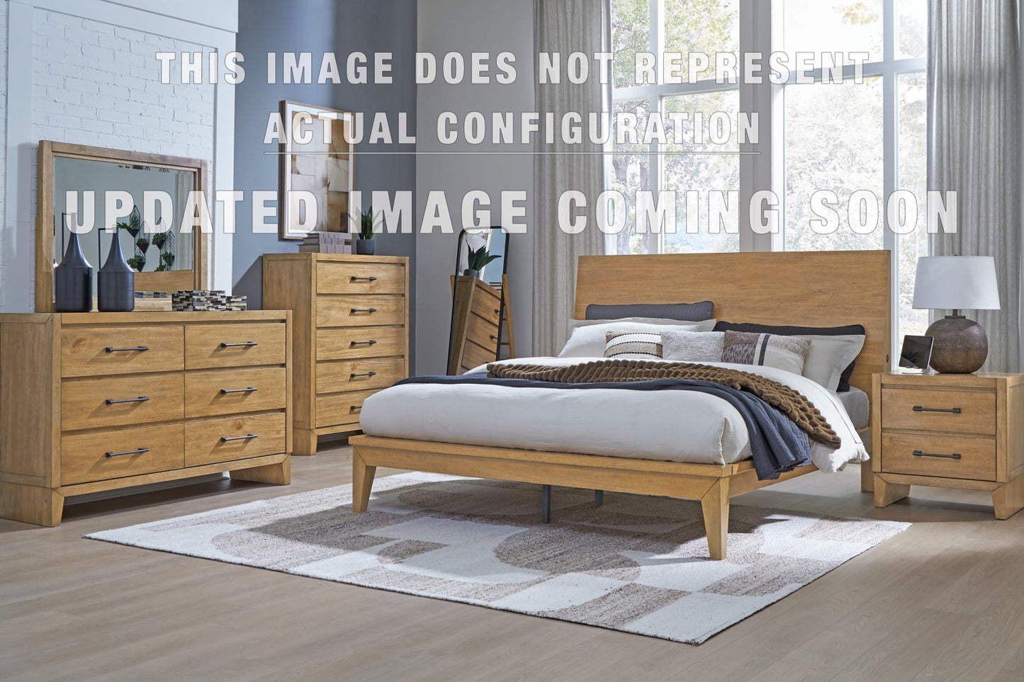 Sherbana King Panel Bed, Dresser, Mirror, Chest and Nightstand