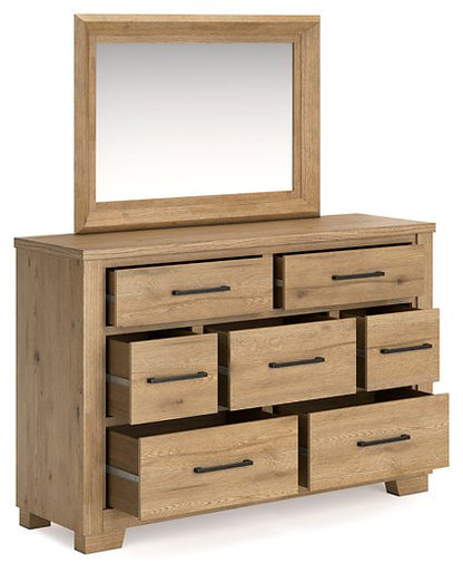 Galliden Dresser and Mirror in Rustic Wood Finish