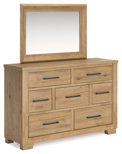 Galliden Dresser and Mirror in Rustic Wood Finish