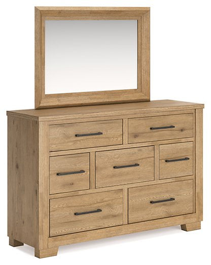 Galliden Dresser and Mirror in Rustic Wood Finish