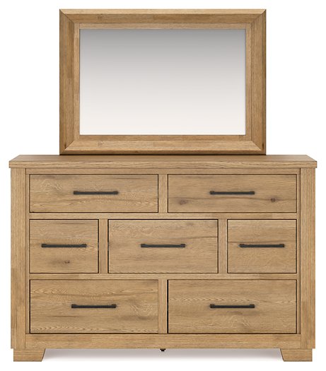 Galliden Dresser and Mirror in Rustic Wood Finish