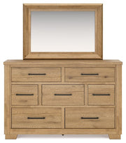 Galliden Dresser and Mirror in Rustic Wood Finish