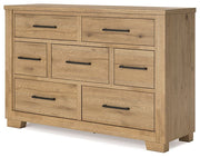 Galliden Dresser and Mirror in Rustic Wood Finish