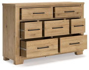 Galliden Dresser and Mirror in Rustic Wood Finish