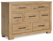 Galliden Dresser and Mirror in Rustic Wood Finish