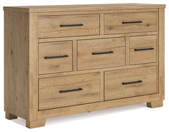 Galliden Dresser and Mirror in Rustic Wood Finish