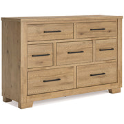 Galliden Dresser and Mirror in Rustic Wood Finish