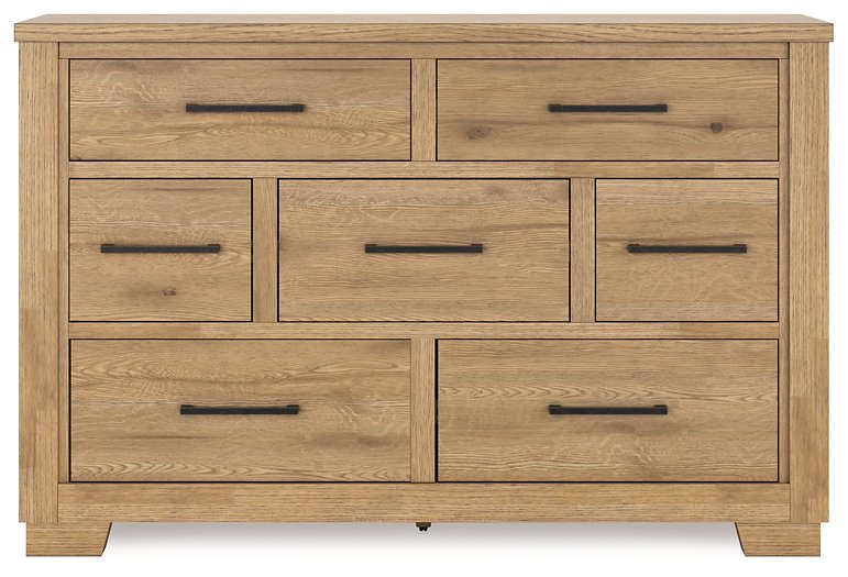 Galliden Dresser and Mirror in Rustic Wood Finish
