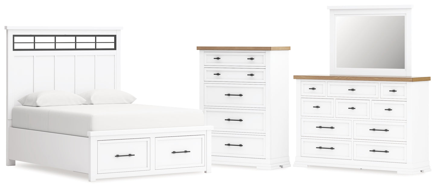 Ashbryn Queen Panel Storage Bed, Dresser, Mirror and Chest