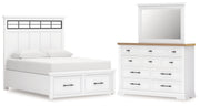 Ashbryn Queen Panel Storage Bed, Dresser and Mirror