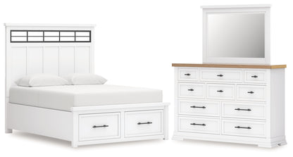 Ashbryn Queen Panel Storage Bed, Dresser and Mirror
