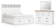Ashbryn California King Panel Storage Bed, Dresser and Mirror