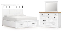 Ashbryn California King Panel Storage Bed, Dresser and Mirror