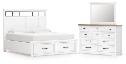 Ashbryn California King Panel Storage Bed, Dresser and Mirror