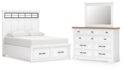 Ashbryn King Panel Storage Bed, Dresser and Mirror