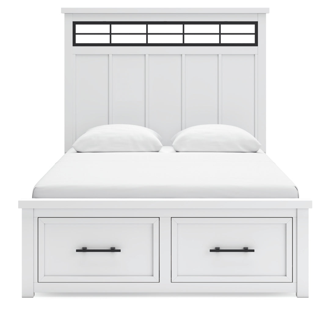 Ashbryn Queen Panel Storage Bed, Dresser, Mirror and Nightstand