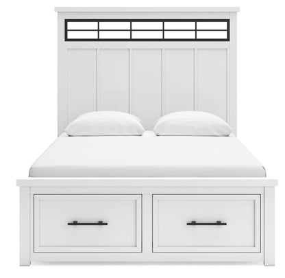 Ashbryn Queen Panel Storage Bed, Dresser, Mirror and Nightstand