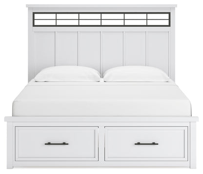 Ashbryn King Panel Storage Bed, Dresser, Mirror and Nightstand
