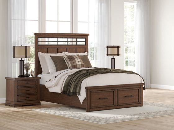 Taffenbrook 4PC Queen Panel Storage Bed Set with Mirrored Dresser & Nightstand