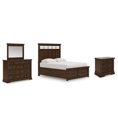 Ashbryn & Taffenbrook Queen Upholstered Panel 4PC Bedroom Set with Comforter Kit