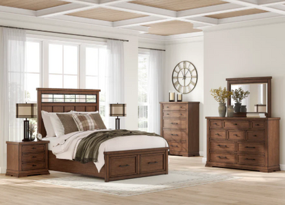 Taffenbrook Queen Panel Storage Bed with Mirrored Dresser and Nightstand