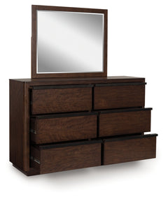 Dilenno King Canopy Bed with Mirrored Dresser and Chest