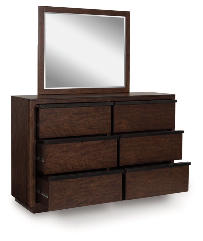 Dilenno California King Canopy Bed with Mirrored Dresser and Chest
