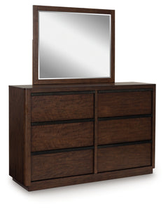 Dilenno King Canopy Bed with Mirrored Dresser and Chest
