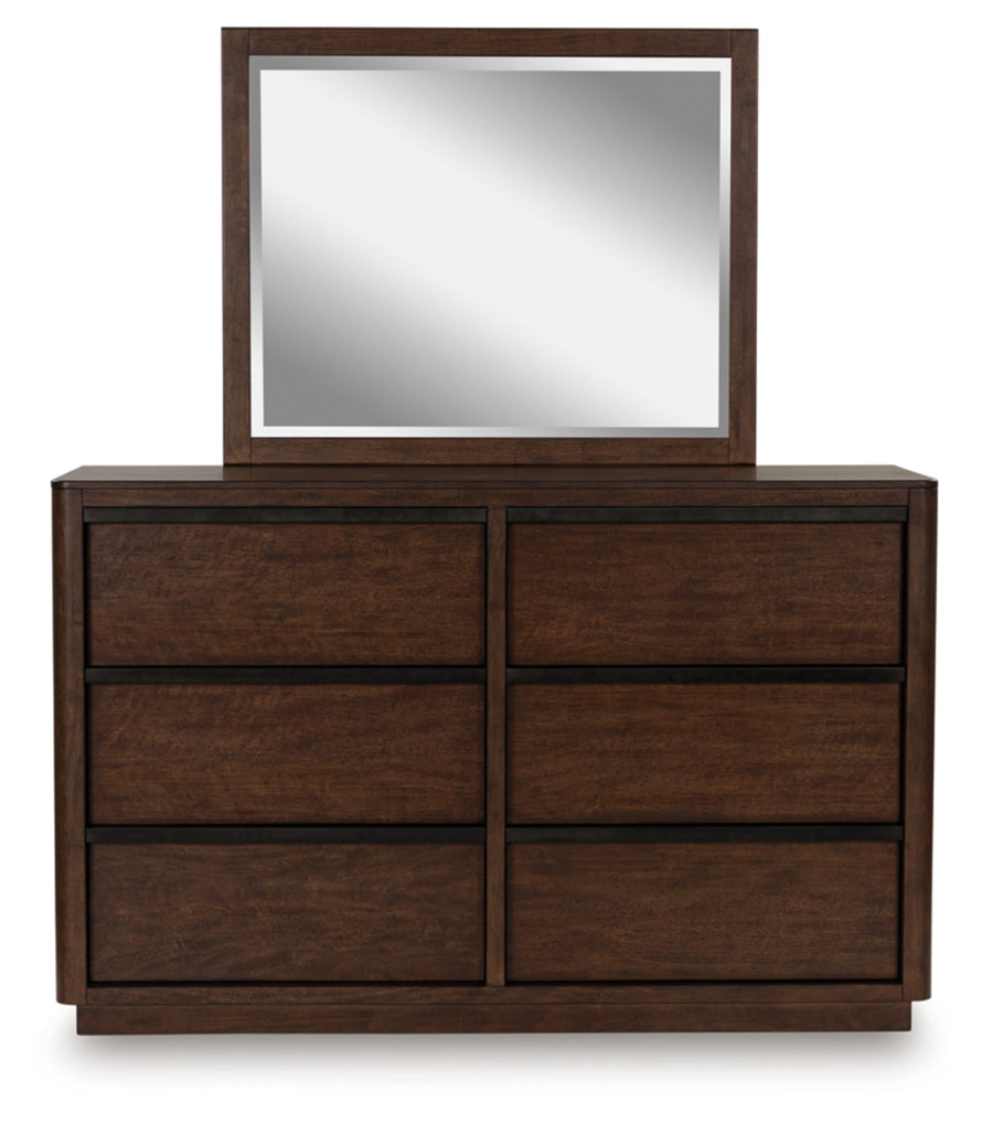 Kendamor Queen Canopy Bed with Mirrored Dresser, Chest and Nightstand