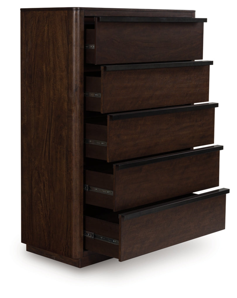Dilenno California King Canopy Bed with Mirrored Dresser and Chest