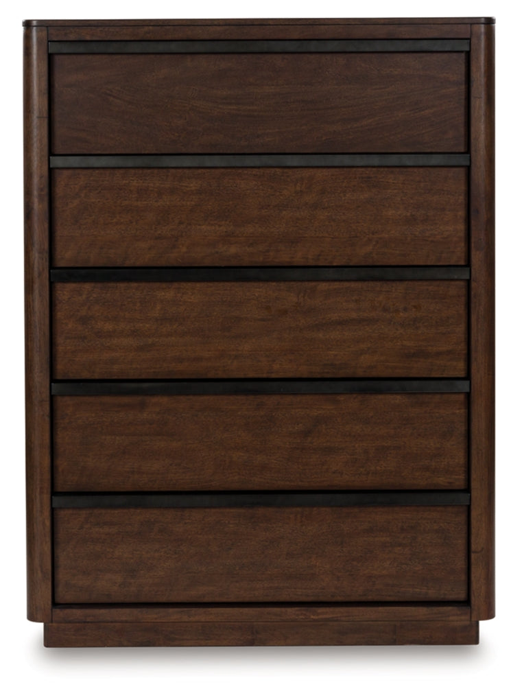 Dilenno California King Canopy Bed with Mirrored Dresser and Chest