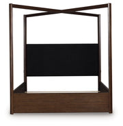 Dilenno California King Canopy Bed with Mirrored Dresser and Nightstand