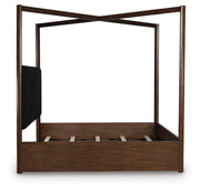Dilenno King Canopy Bed with Mirrored Dresser and Nightstand