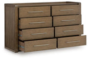 cama con almacenamiento Marxmore Upholstered. Cómoda, Espejo y Buró