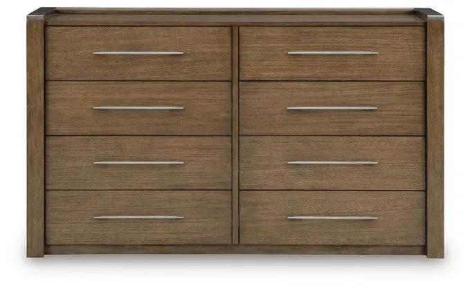 cama con almacenamiento Marxmore Upholstered. Cómoda, Espejo y Buró