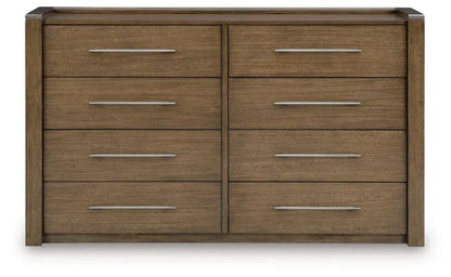 cama con almacenamiento Marxmore Upholstered. Cómoda, Espejo y Buró