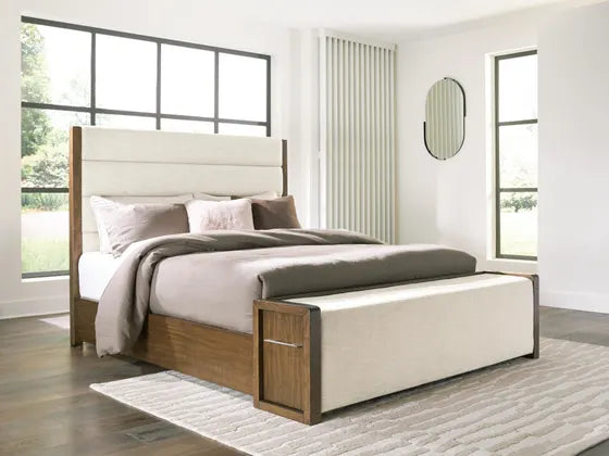 cama con almacenamiento Marxmore Upholstered. Cómoda, Espejo y Buró