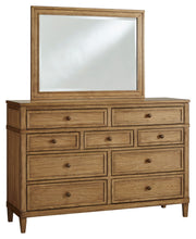 Sharlance Queen Upholstered Panel Bed, Dresser, Mirror and Chest