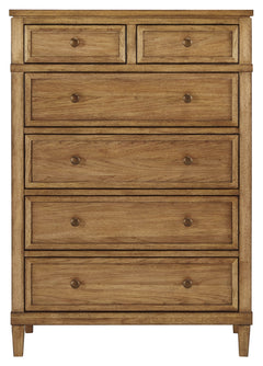 Sharlance King Upholstered Panel Bed, Dresser, Mirror and Chest