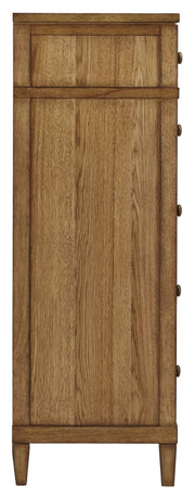 Sharlance California King Upholstered Panel Bed, Dresser, Mirror and Chest