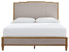 Sharlance Queen Upholstered Panel Bed, Dresser, Mirror and Nightstand