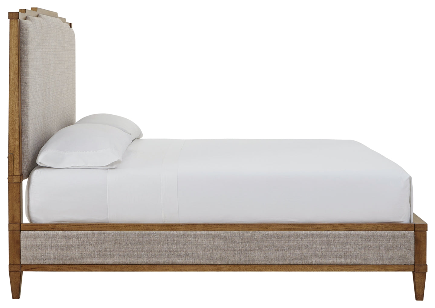 Sharlance Queen Upholstered Panel Bed, Dresser, Mirror and Nightstand