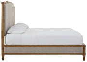 Sharlance California King Upholstered Panel Bed, Dresser and Mirror